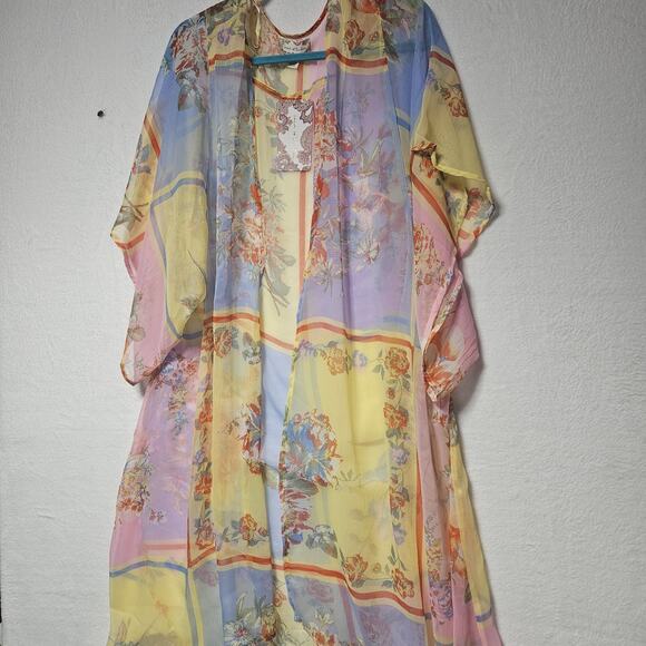 Band Of The Free Pastel Floral Wilder Kimono SZ OS Beach, Vacation,‎ Summer Wrap - Picture 4 of 8